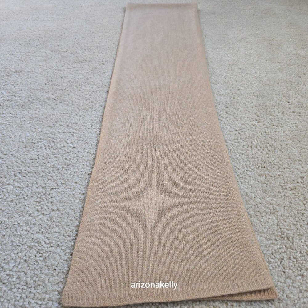 Portolano Cashmere Knit Scarf Tan - Picture 4 of 9